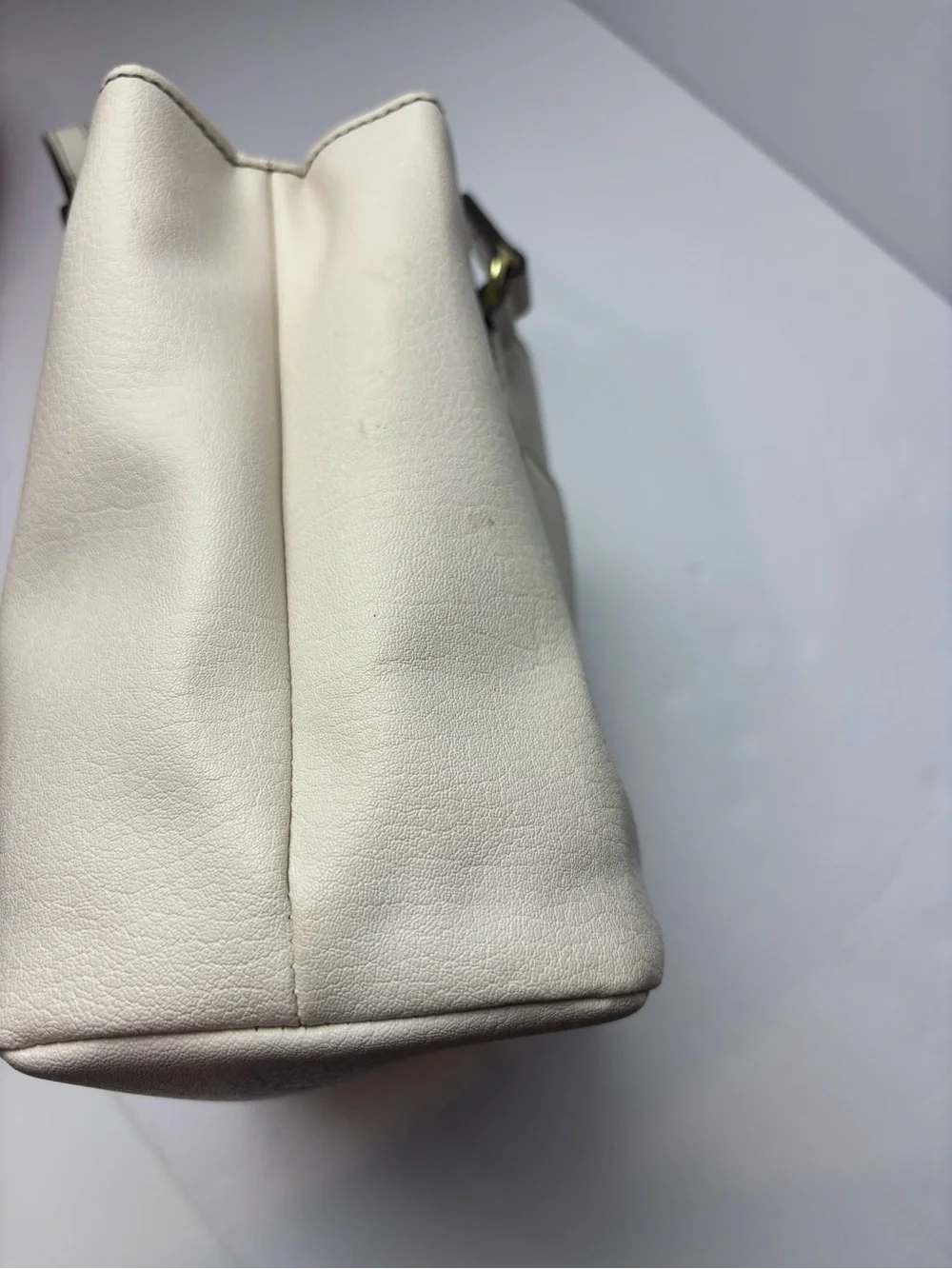 Liz Claiborne Cream Tote with Brown Center Stripe